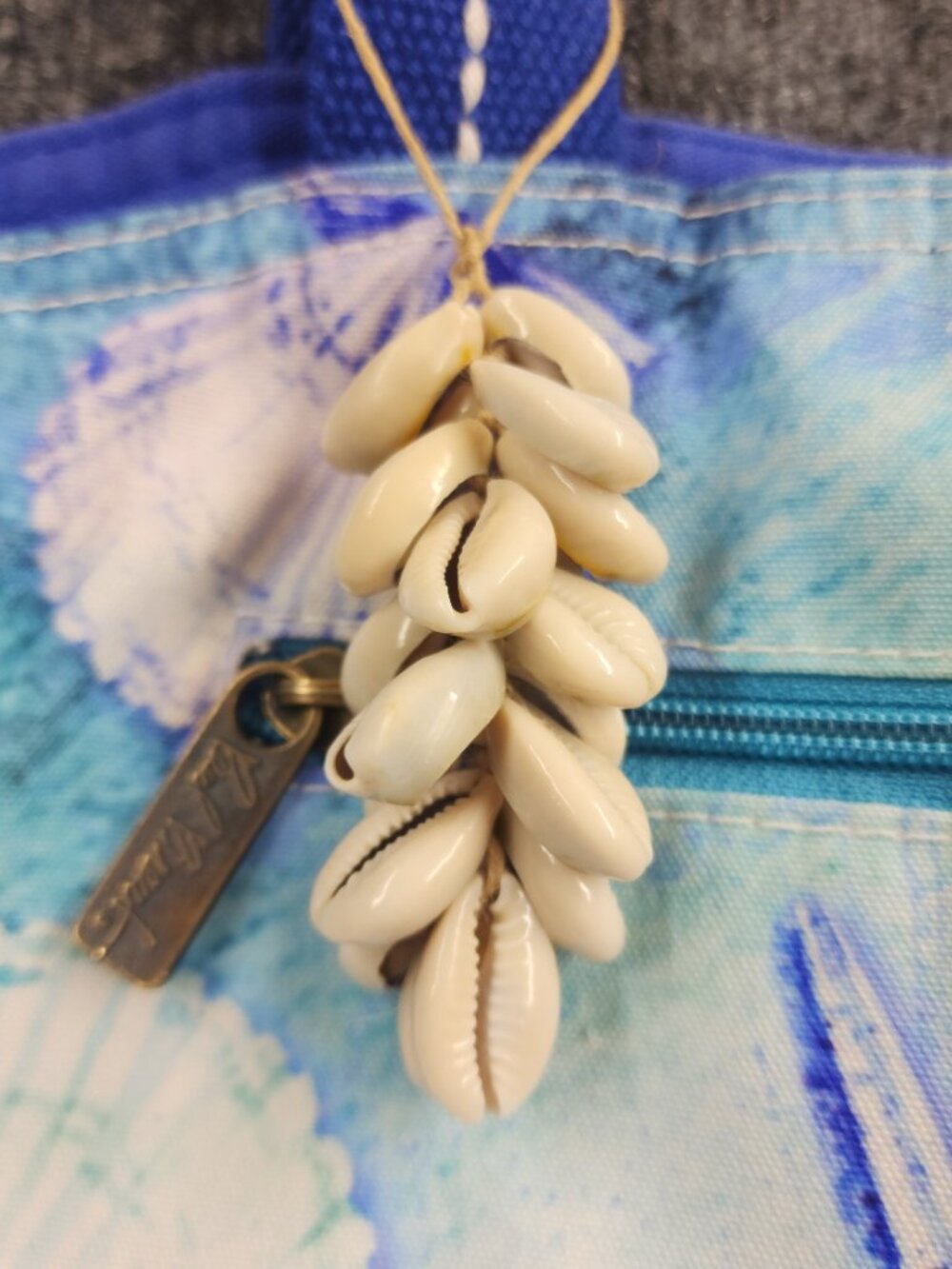 Paul Brent Sun N Sand Coastal Watercolor Seashell Canvas Tote Beach Bag Blue - Picture 13 of 14